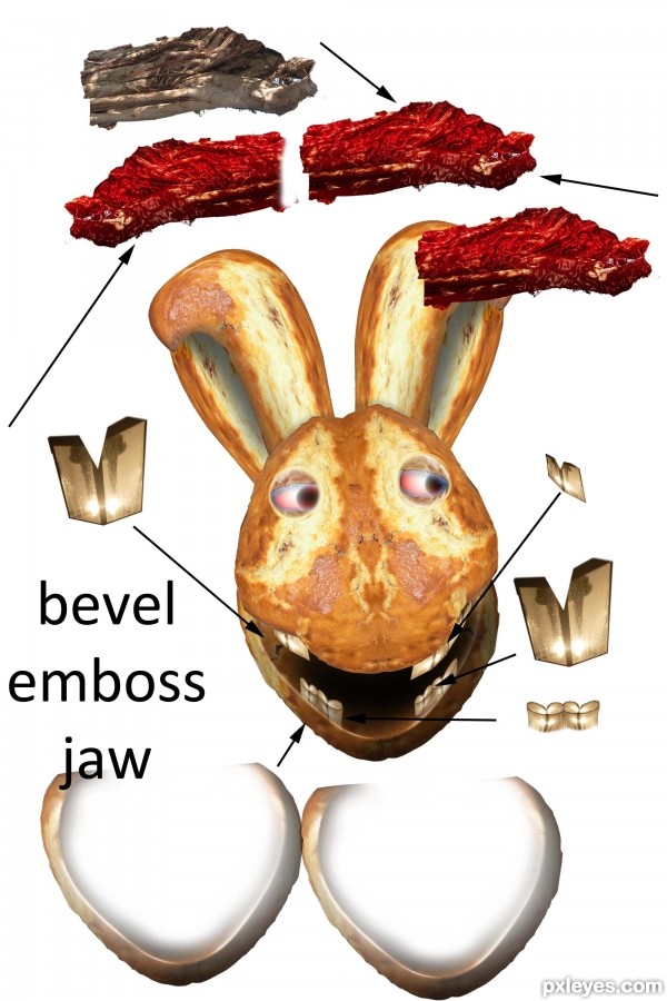 Creation of Bread Bunny Eating Brains: Step 13